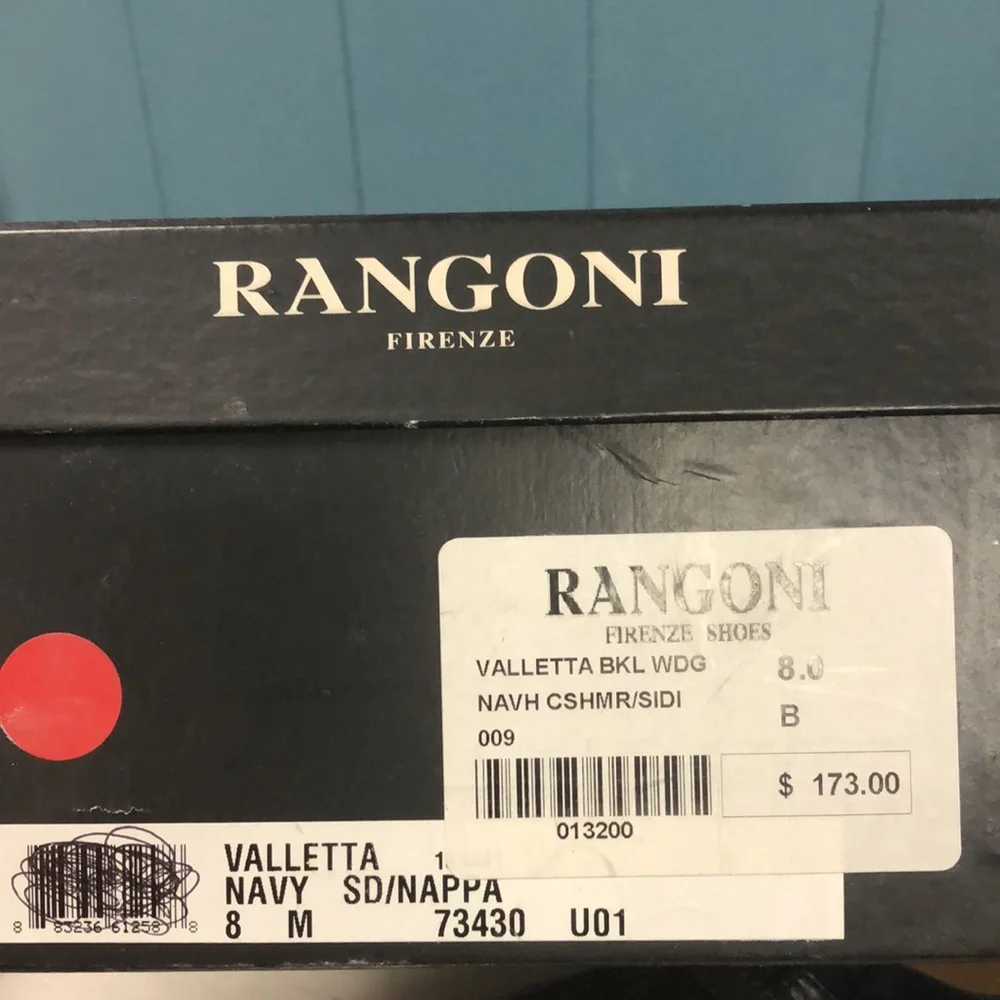Rangoni vallenta navy blue leather‎ suede women’s size 8
